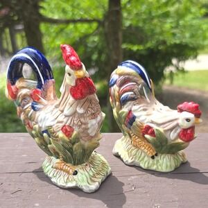 J. Willfred Charles Sadek Ceramic Rooster & Hen Salt & Pepper Shakers Set